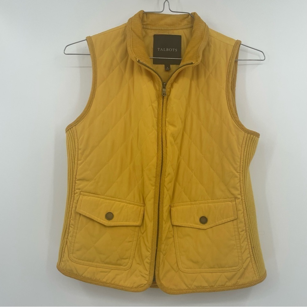 Talbots Quilted Zip-Up Vest with Sweater Sides – Size Small